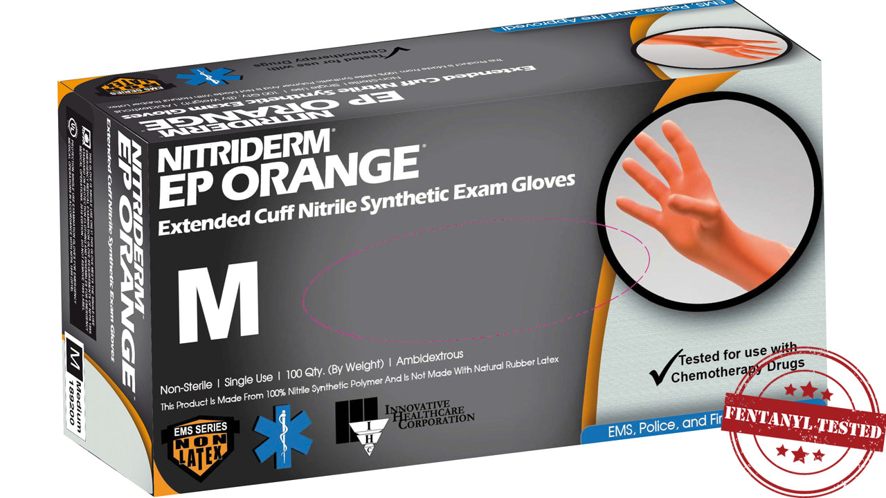 Nitriderm EP Orange Nitrile Exam Gloves - 6.5 mil thick