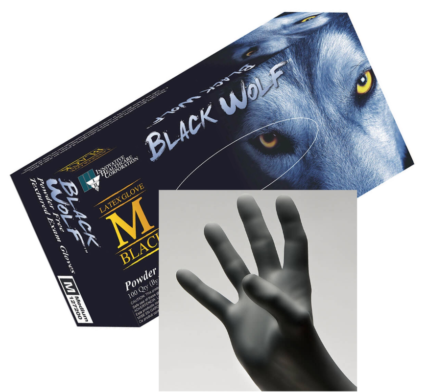Black Wolf Powder Free Latex Gloves