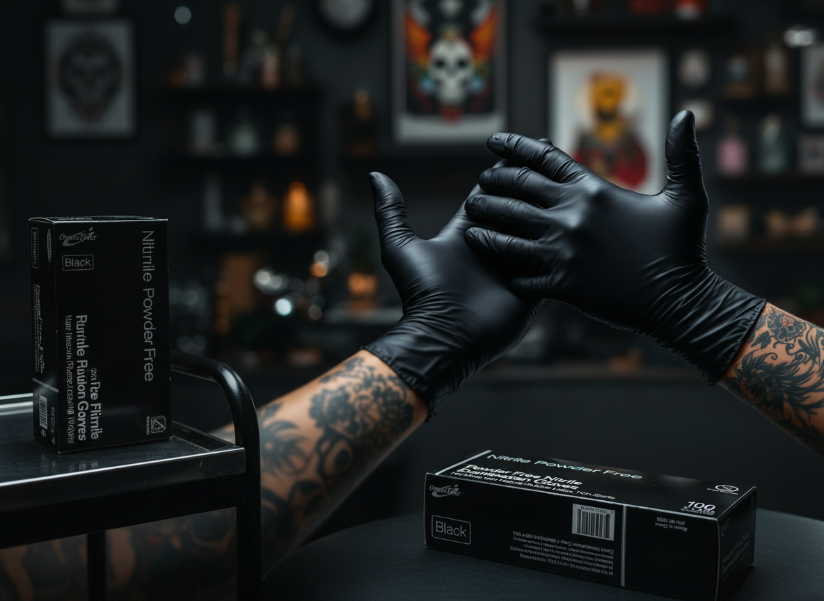 OmniTrust Black Nitrile Exam Gloves