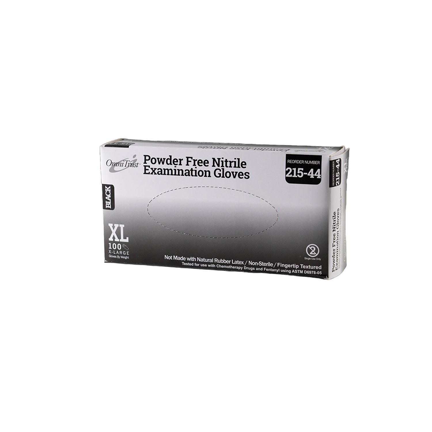 OmniTrust Black Nitrile Exam Gloves - Middleweight