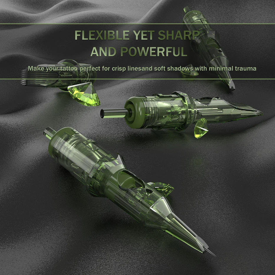 REVO Needle Tattoo Cartridges, Long Taper, Curved Magnums